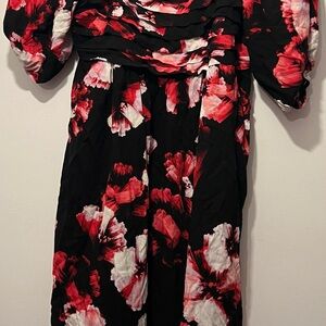 Torrid Black and Red Floral Long Sleeve Dress